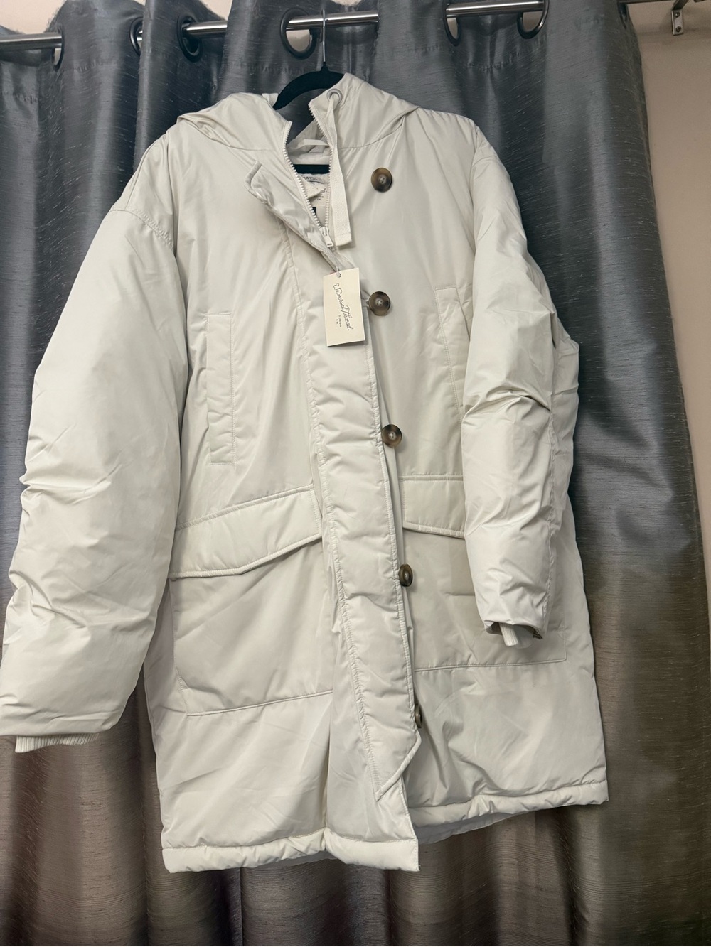 Universal Thread Cream Hooded Puffer Coat
